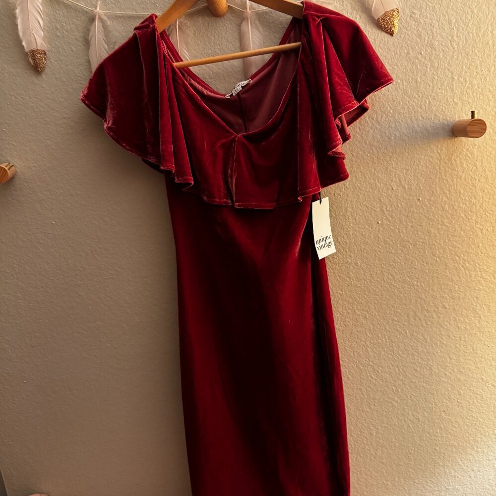 Unique vintage Rose Velvet wiggle dress
